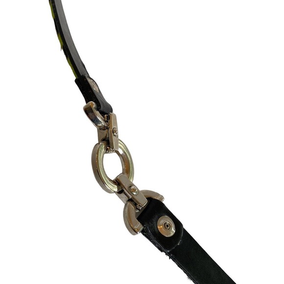 Carlisle Vintage Skinny Black Green Zebra Calf Hair Leather Fashion Belt Sz M - Picture 7 of 10